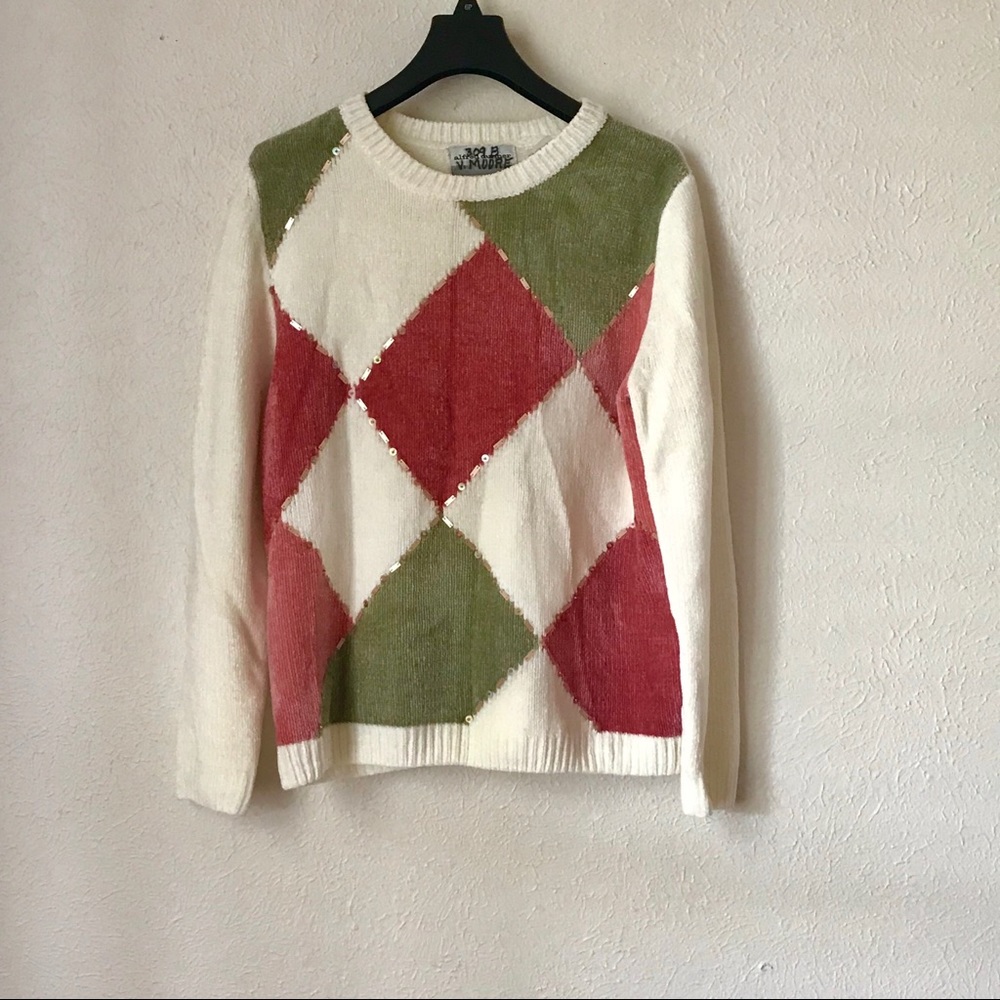 Alfred dunner white embezzled sweater